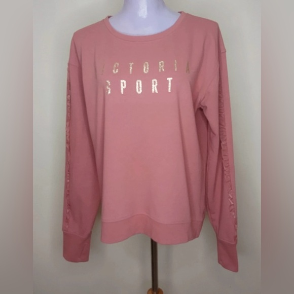 Victoria's Secret Sweaters - Victoria Sport Pink Sequin Logo Crewneck Sweatshirt Size M